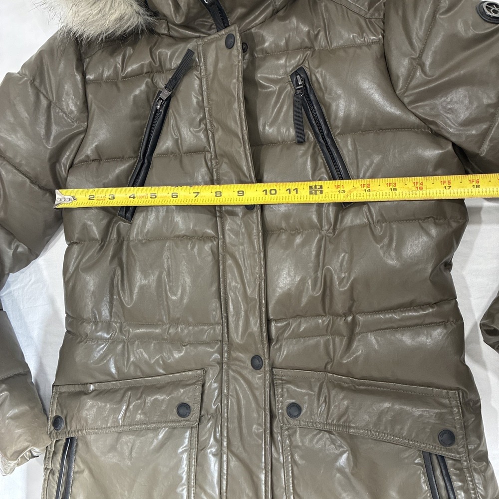 Calvin Klein Quilted Puffer Coat Parka Women's XS Green Winter Jacket Warm - Picture 7 of 16